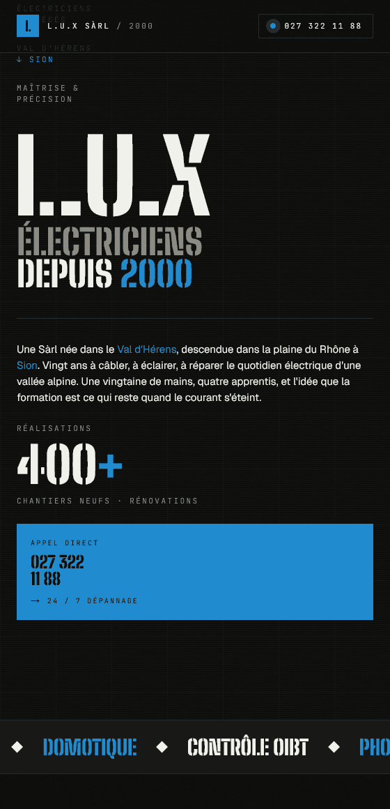 Electricité landing page preview